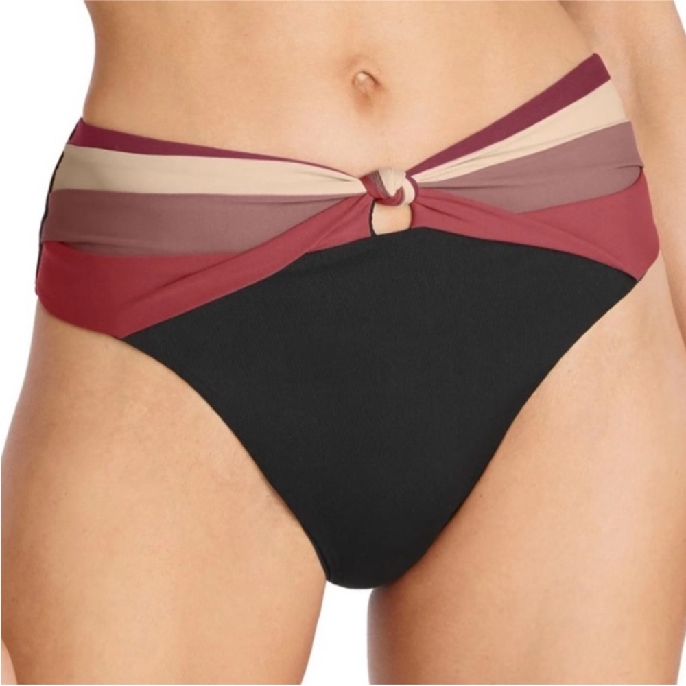 Robin Piccone Billie High Waist Bikini Bottoms in Black SZ XS NWOT